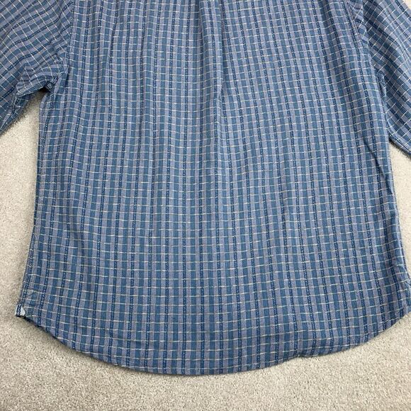 Carbon2cobalt Shirt Men Med Blue Textured Button Up Long Sleeve Cotton Plaid - Picture 8 of 13